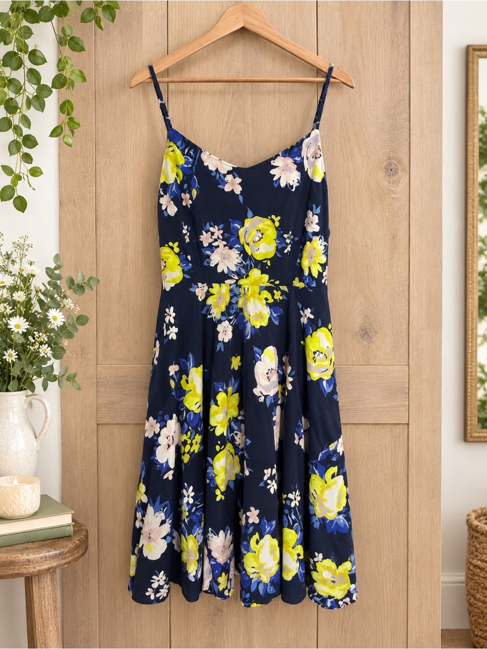 Old Navy Floral Cami Fit & Flare Dress with Smocked Back • XL
